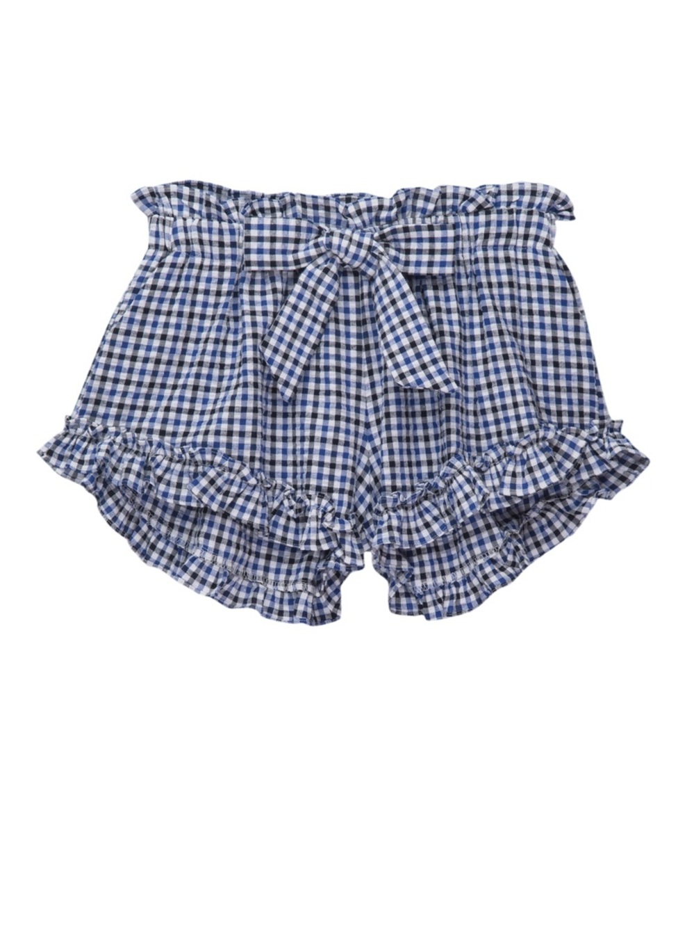 NWT Misa Los Angeles Lynn Shorts, Blue & Black Gingham Paperbag Tie-Waist Shorts